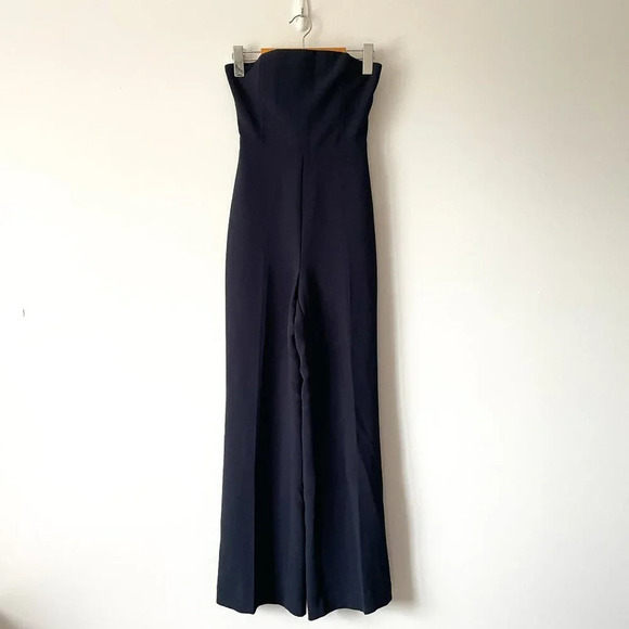 Aritzia Wilfred Endless Strapless Crepe Wide Leg Jumpsuit in Dark Navy Size 00 - Picture 4 of 9